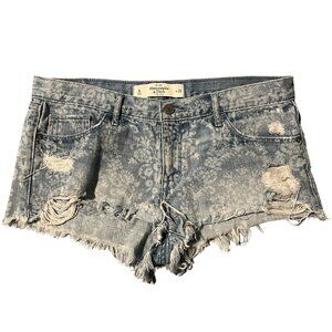 Abercrombie & Fitch Low Rise Festival Retro Jeans Shorts Distressed Jean Size 8